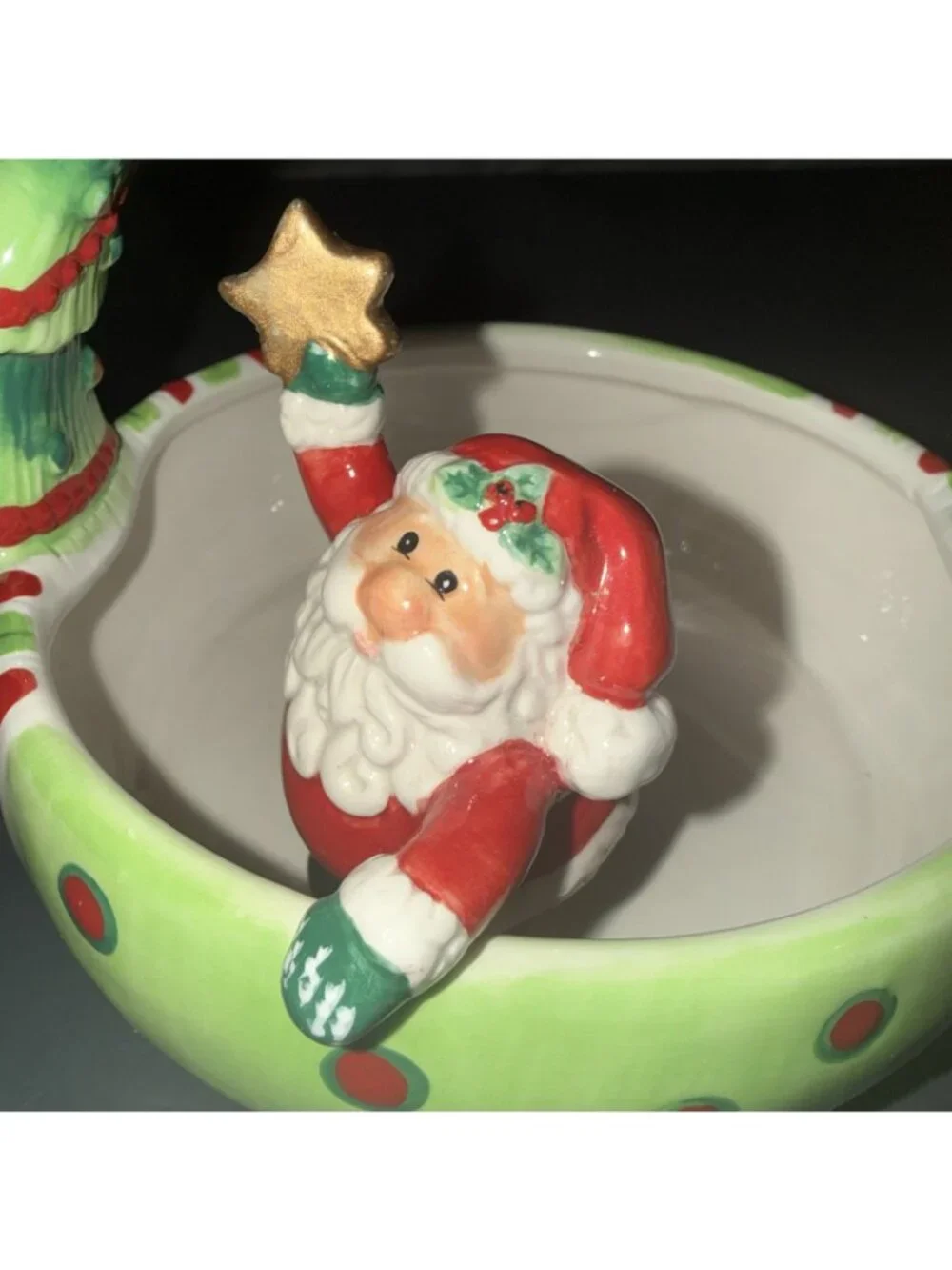 Fitz And Floyd Santa Claus Merry Christmas Basket 2006 Ceramic Candy Dish Vintag